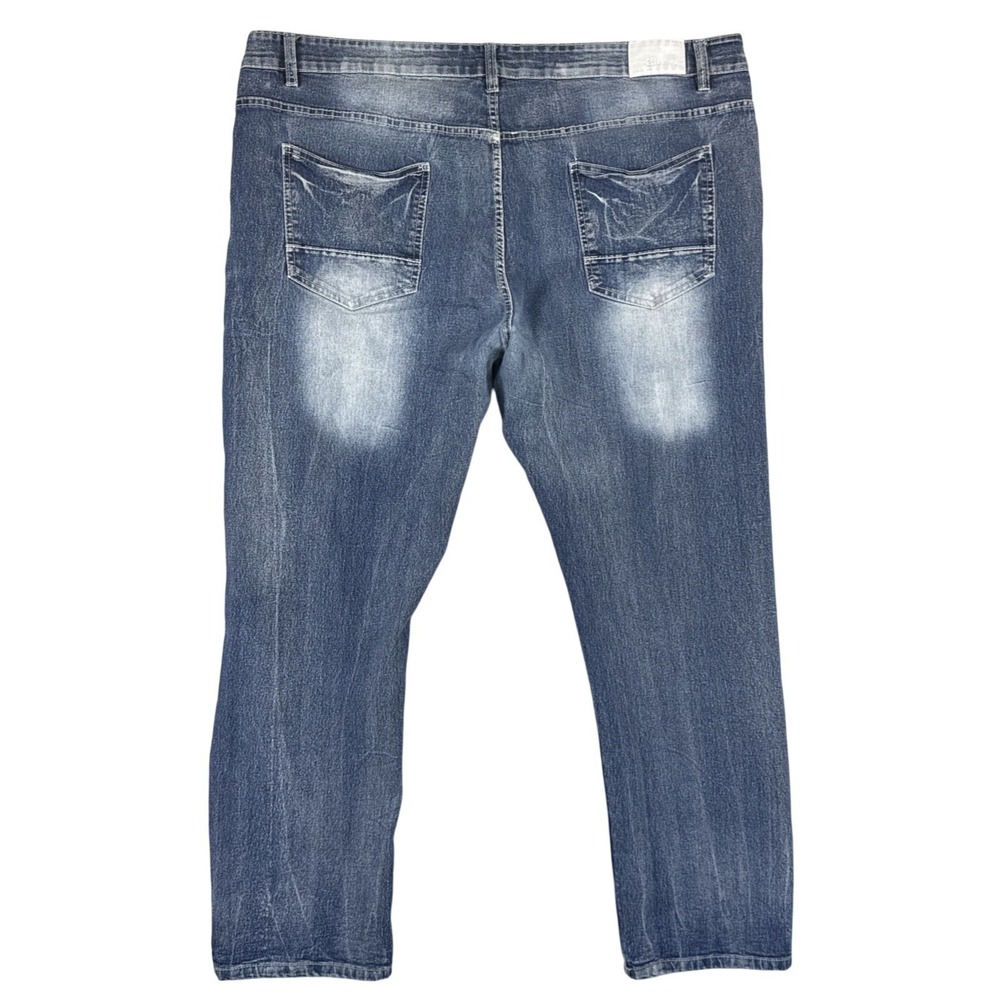 Southpole Jeans Men's 44x32 Blue Straight Distressed Patchwork Paint Bleached